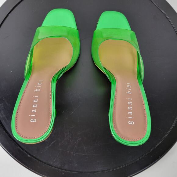 Gianni Bini Oziee Women Sandals Size 11 Green Clear Vinyl Sculptural Heel NEW - Picture 4 of 13